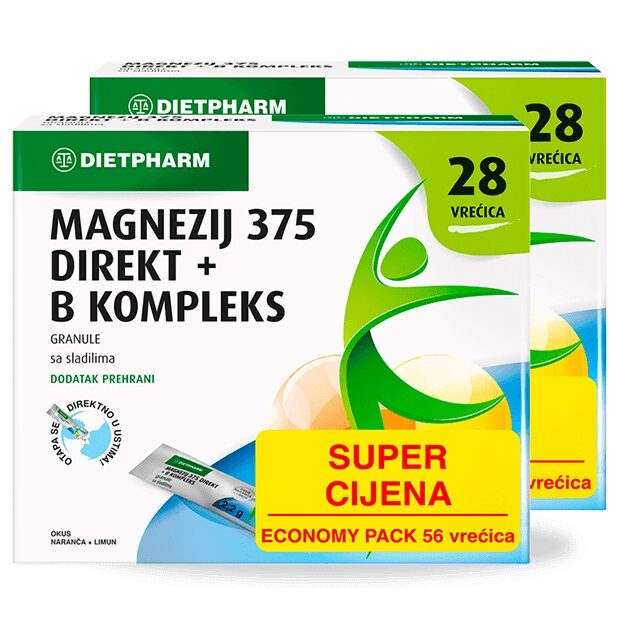 61264.jpg DP MAGNEZIJ 375 DIREKT + B-KOMPLEKS (DUO PACK) - za energiju i poboljšanje općeg zdravlja - Image 1