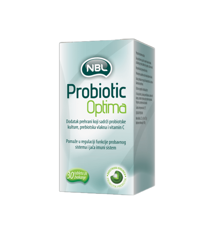 8699540019966.png NBL PROBIOTIC OPTIMA 30 tableta za žvakanje - za regulaciju probavnog sistema i jačanje imunog sistema - Image 1