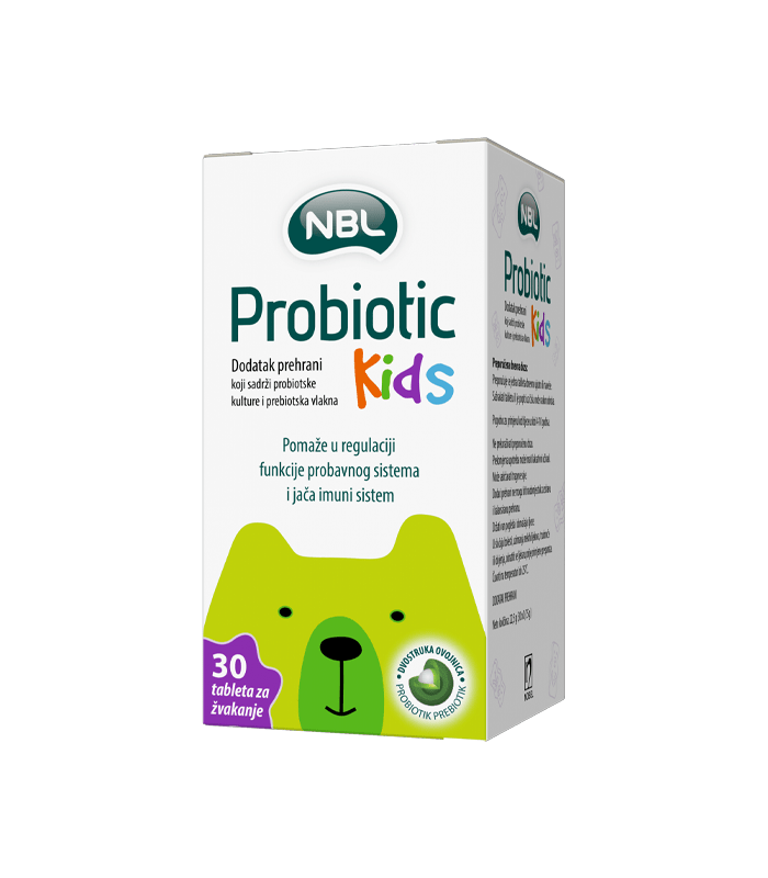 8699540023680.png NBL PROBIOTIC KIDS 30 tableta za žvakanje - za uspostavljanje narušene ravnoteže crijevne mikrobiote i r - Image 1